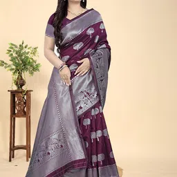 GARIYA Floral Woven design Zari Kanjeevaram Saree-picture-14
