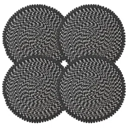 Kuber Industries Grey & White 4 Pieces Knitted Anti-Skid Doormats image 2