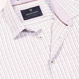 Thomas Scott Men Smart Spread Collar Micro Checked Cotton Formal Shirt image 2