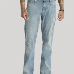 Snitch Men Comfort Relaxed Fit Mildly Distressed Light Fade Stretchable Jeans-picture-16