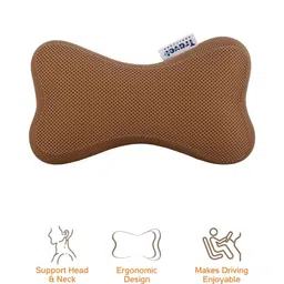 Travel Blue Beige Memory Foam Filled Faux Velvet Ultra Soft Travel Pillow image 2