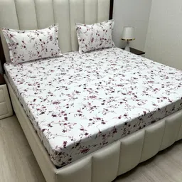 Pure Decor Velar Fur Sib White Printed Pure Cotton 330TC King Bedsheet Set 2.74 x 2.74 m-picture-16