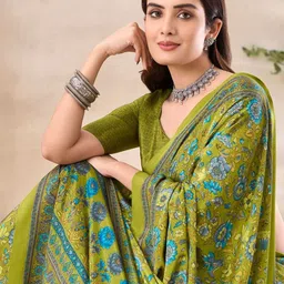 DURGA EMPORIO Floral Pure Crepe Saree image 3