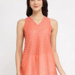 Pink Fort Women V Neck Polka Dot Print Top-picture-27