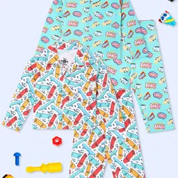The Mom Store Unisex Kids Printed Night suit-image-82