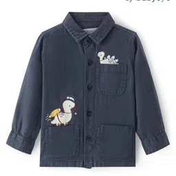 Babyoye Woven Full Sleeves Dino PrintedDenim Shirt -Charcoal Grey-picture-24