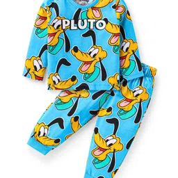 Babyhug Disney Single Jersey Knit Full Sleeves Night Suit with Pluto Graphics - Light Blue-picture-37