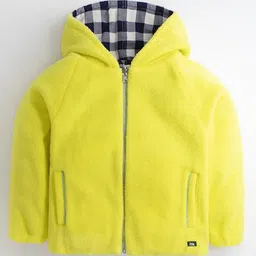 Cherry Crumble By Nitt Hyman Fleece Full Sleeves Gingham Checked Hooded Reversible Jacket - Multi Colour image 3