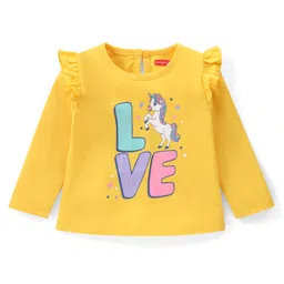 Babyhug Cotton Knit Full Sleeves Tops with Frill Detailing Text & Heart Print Pack of 3 - Multicolor image 2