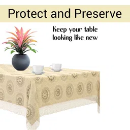 Myntra Elegant Homes Cream Ethnic Motifs Waterproof 4-Seater Table Cover image 5