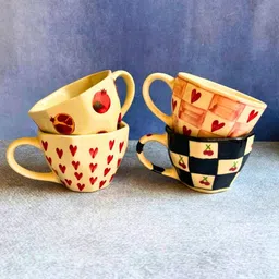 WEAVING HOMES Red & Black Printed Ceramic Glossy Mugs Set of Cups and Mugs image 1