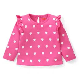 Babyhug Cotton Knit Full Sleeves Tops with Frill Detailing Text & Heart Print Pack of 3 - Multicolor image 4