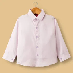 Radutu Full Sleeves Solid Shirt & Pant Set With Suspender & Bow - Light Purple & Purple image 3