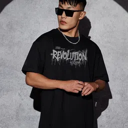 MaverIQ Men Typography Printed Round Neck Cotton Oversized T-shirt-picture-32