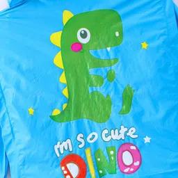 Babyhug Full Sleeves Below Knee Length Raincoat Cute Dino Print - Sky Blue image 5