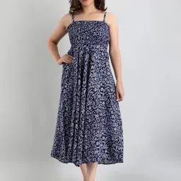 MERAAKI FASHION Women Floral Printed Smocked Fit & Flare Dress-picture-37