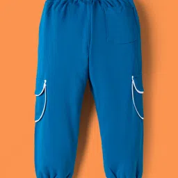 OLLINGTON ST. 100% Cotton Knit Half Sleeves Text Printed Hooded T-Shirt & Joggers Set -Blue & White image 5