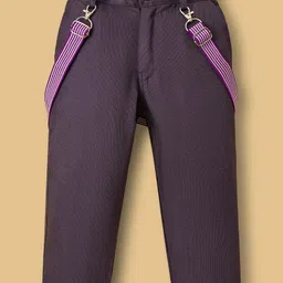 Radutu Full Sleeves Solid Shirt & Pant Set With Suspender & Bow - Light Purple & Purple image 5