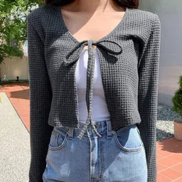 Outzidr Women Tie-Up Shrug-image-17