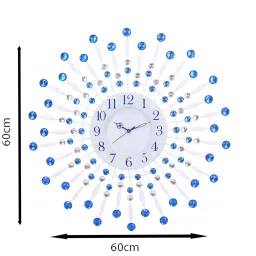 eCraftIndia DWCVIC117SWEEPBLUE Premium Diamond Series Analog Wall Clock image 2