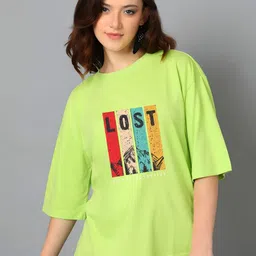 HESHA Women Graphic Printed Round Neck Pure Cotton Relaxed Fit T-shirt-image-49