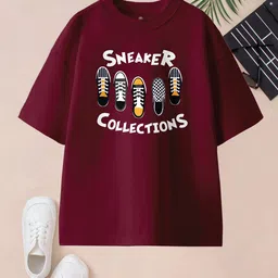 BAESD Boys Pack Of 2 Typography Printed Round Neck Pure Cotton Oversized T-shirts image 4