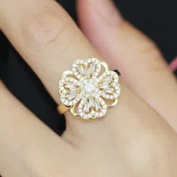 TheVineGirl Gold Plated Cubic Zirconia Studded Adjustable Finger Rings-picture-13