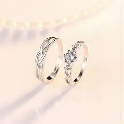 Teeragaj Set Of 2 Stones Studded Couple Adjustable Finger Rings image 3