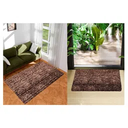 Kuber Industries Carpet Shaggy Carpet for Living Room Fluffy Door Mat Lexus Home Decor Carpet & Door Mat Combo Floor Carpet Rug & Door Mat Set Set of 2 Brown-image-17