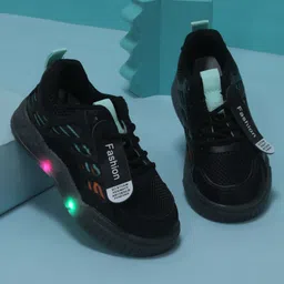 KIDLINGSS Fashion Patch Drawstring Closure LED Shoes - Black-image-13