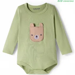 Babyoye 100% Cotton Knit Full Sleeves Onesie With Animal Patch - Light Green-picture-13