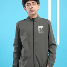 Technosport Woven Full Sleeves Be Your Own Hero Text Printed Sun Protection & Breathable Sports Jacket - Olive Green-picture-15
