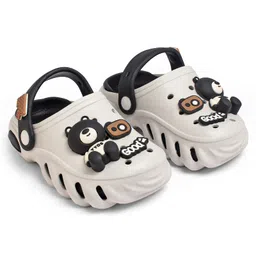 KIDLINGSS Baby Animal Applique Detailed Perforated Slingback Clogs - Grey image 3