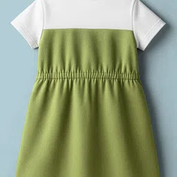 kookie kids india Kookie Kids Cotton Woven Half Sleeves Solid Color Safari Dress With 4 Pocket Detailing & Adjustable Toggles - Olive Green image 2