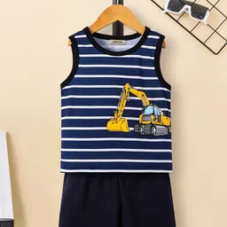 INCLUD Boys Striped Round Neck T-shirt With Shorts-picture-42