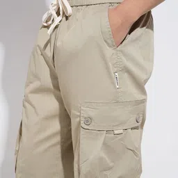 SHOWOFF Men Beige Regular Fit Cotton Regular Trousers image 2