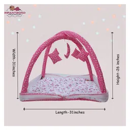 Fareto New Born Baby Bedding Play Gym Mattress with Net Sleeping Bag,Pink image 3