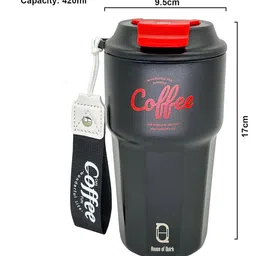 House of Quirk 620ML Stainless Steel Coffeemate Insulated Tumbler Double Vacuum Insulated Travel Coffee Mug 100% Leak Proof with Lid Hot and Cold-Black image 3