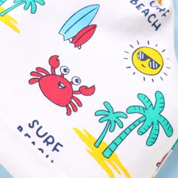 Babyhug Interlock Knit Beach Theme Printed Cap White - Diameter 11.5 cm image 3