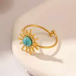 Aiza Gold-Plated Stone-Studded Adjustable Finger Ring-picture-18