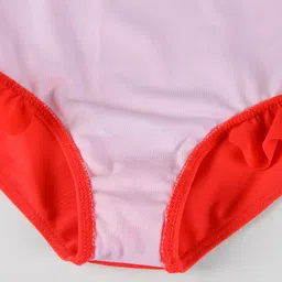 Mark & Mia Singlet Sleeves Checkered V Cut Swimsuit with Bow Applique - Red image 4