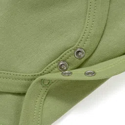 Babyoye 100% Cotton Knit Full Sleeves Onesie With Animal Patch - Light Green image 4