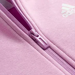 ADIDAS KIDS Cotton Knit Full Sleeves Hooded SweatJacket with Logo Graphic & Tape Detailing - Purple image 5