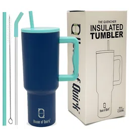 HOUSE OF QUIRK Navy Blue Single Stainless Steel Solid Double Wall Vacuum Water Bottle-image-83