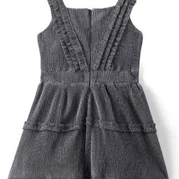 arias by lara dutta Arias Woven Sleeveless Metallic Pleated Shiny Party Dress With Lining - Black image 5