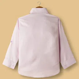 Radutu Full Sleeves Solid Shirt & Pant Set With Suspender & Bow - Light Purple & Purple image 4