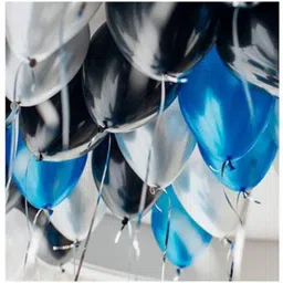 trixzoom Solid 1 packet of silver HBD banner(13 letters) and 30 metallic balloon Balloon image 2