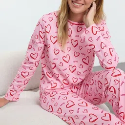 Trendyol Women Conversational Printed Pure Cotton Night Suit image 2