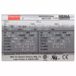 Dayton Washdown Motor 3-Phase 1 1/2 HP 1750 Nameplate RPM, 1TTB8 image 3