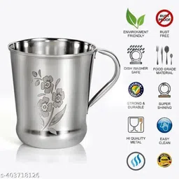 LEROYAL Set of 6 Stainless Steel Tea/Coffee Cups and Mugs image 4